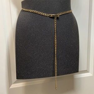 Vintage heavy gold link chain belt 40” Paloma Picasso 80s 90s Vintage Gold Chunky Link XO Designer  main image 2